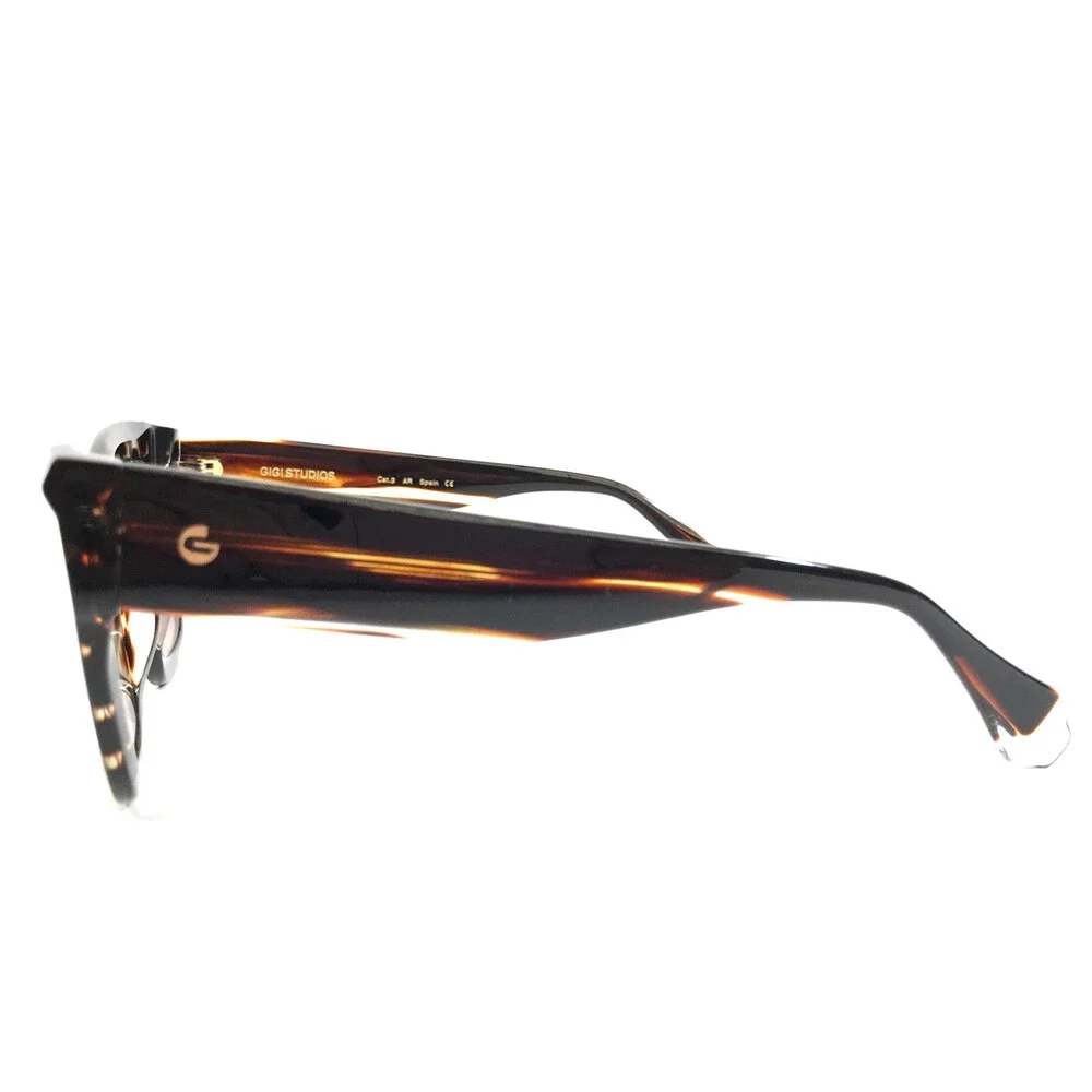 Gigi Studios Sunglasses ALFA 6897 Striped Brown Horn with Gradient Green Lenses